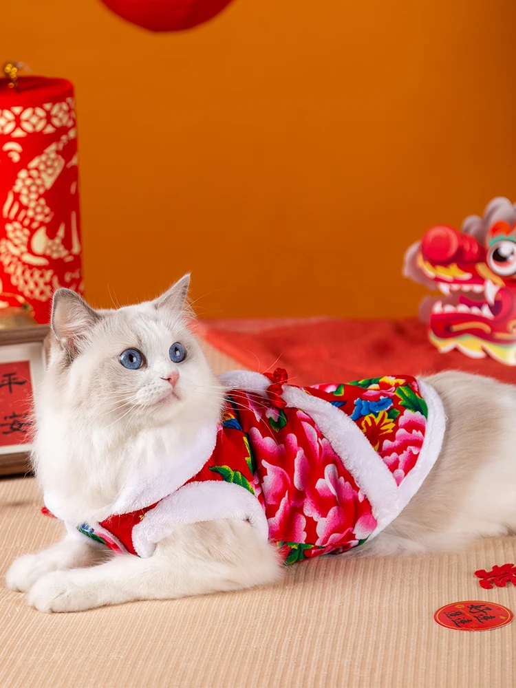 Northeast Floral Jacket Kitty Clothes Autumn and Winter Warm Kittens Anti-Lint Pet Winter