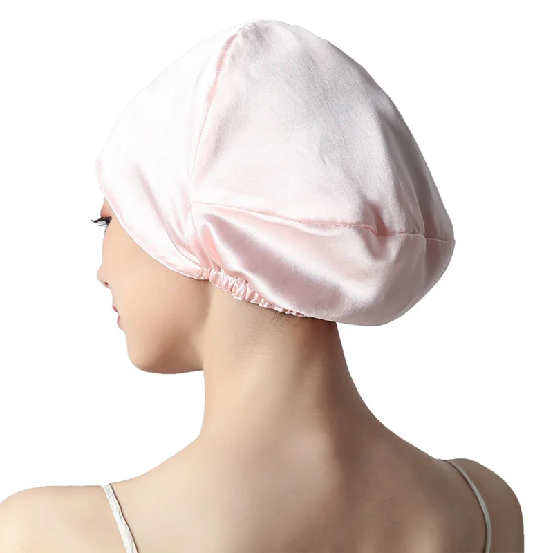 Winsleter,100% Mulberry Silk Turban Bonnets Female Double Layered Sleeping Night Wrap Cap For Curly Ladies A34317M