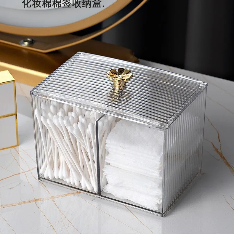 Home Lucky Grass Storage Box Transparent Makeup Tool Divided Storage Box Household Small Item Desktop Storage Box