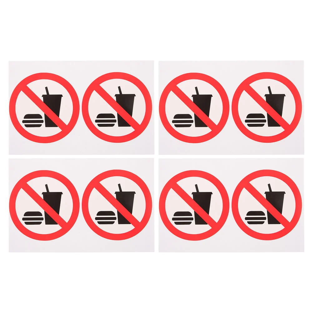 

4 Pcs No Eating or Drinking Stickers Beverages Restaurant Sign Signs Applique Office