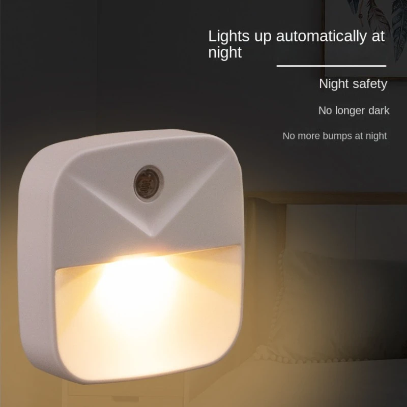 Luz Nocturna LED con Sensor de enchufe europeo, lámpara de noche con Sensor de luz, interruptor automático de encendido o apagado para decoración de cabecera de dormitorio de bebé