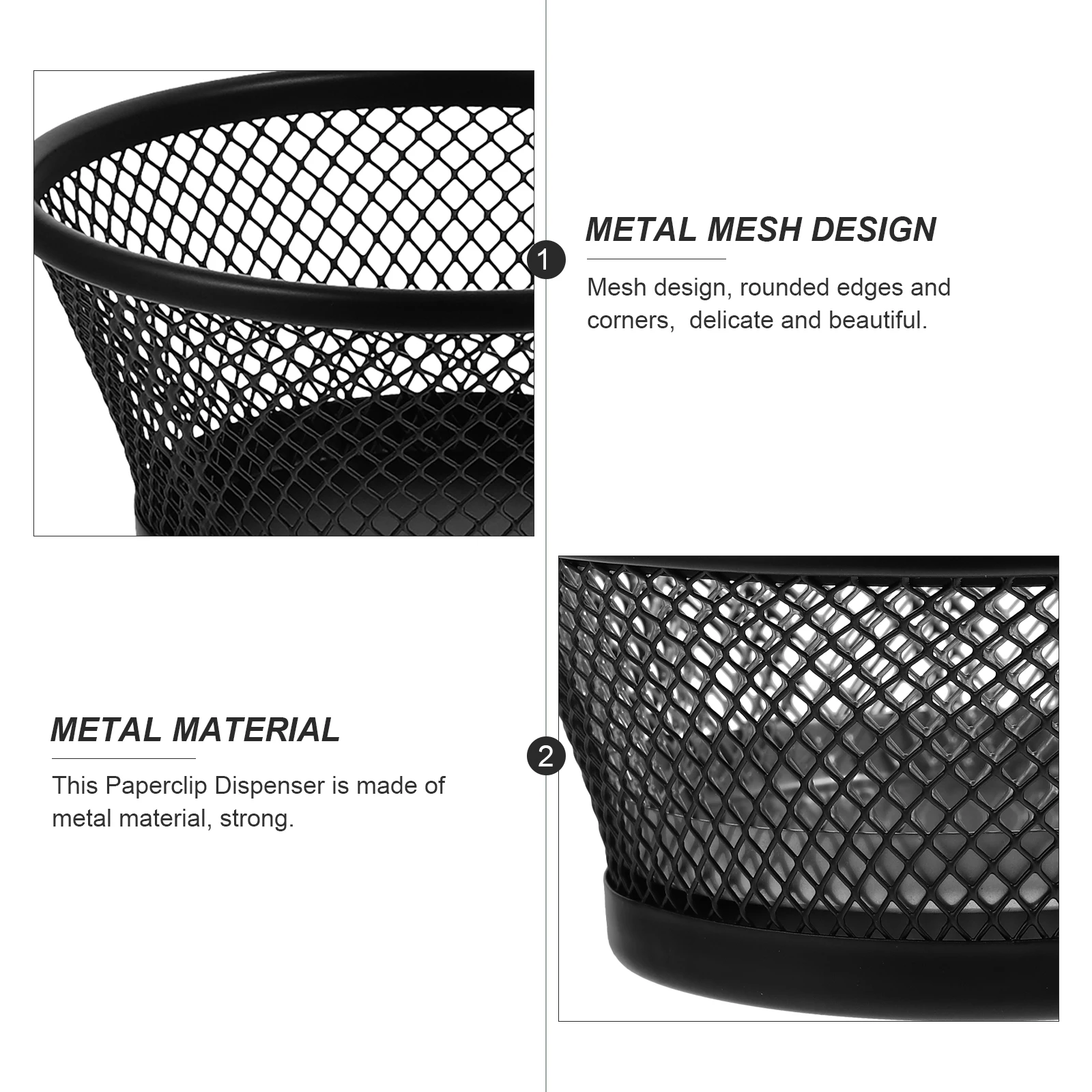 

2 Pcs Storage Supplies Dispenser Silver Black Metal Mesh Holders Storage Supplies Office Desk Study Item Containers