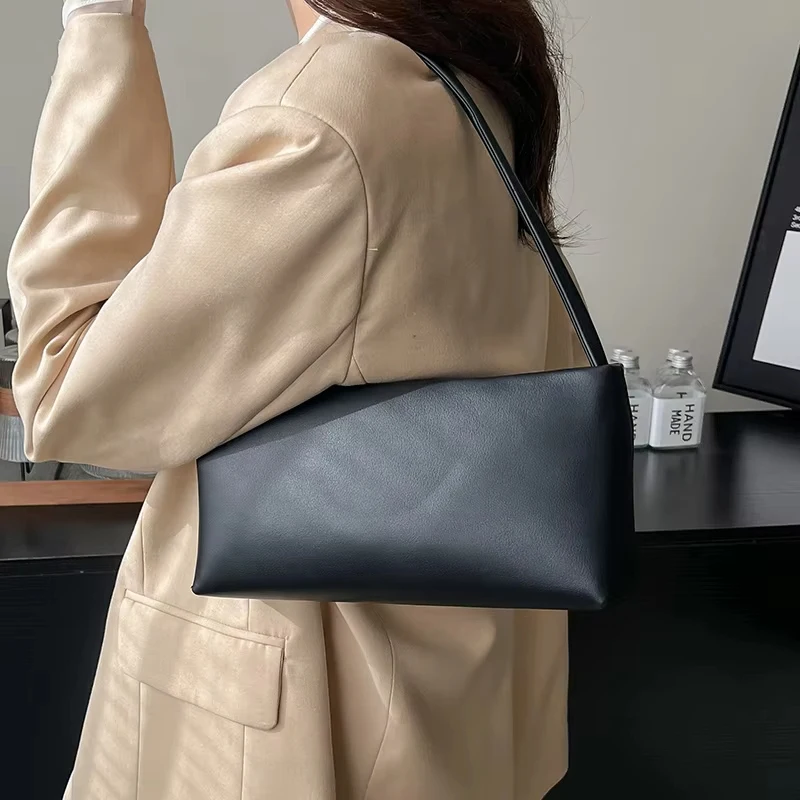 

Black PU Leather Shoulder Bags Women 2025 New Fashion Luxury Simple Underarm Bag Female High Quality Korean Solid Trend Handbags