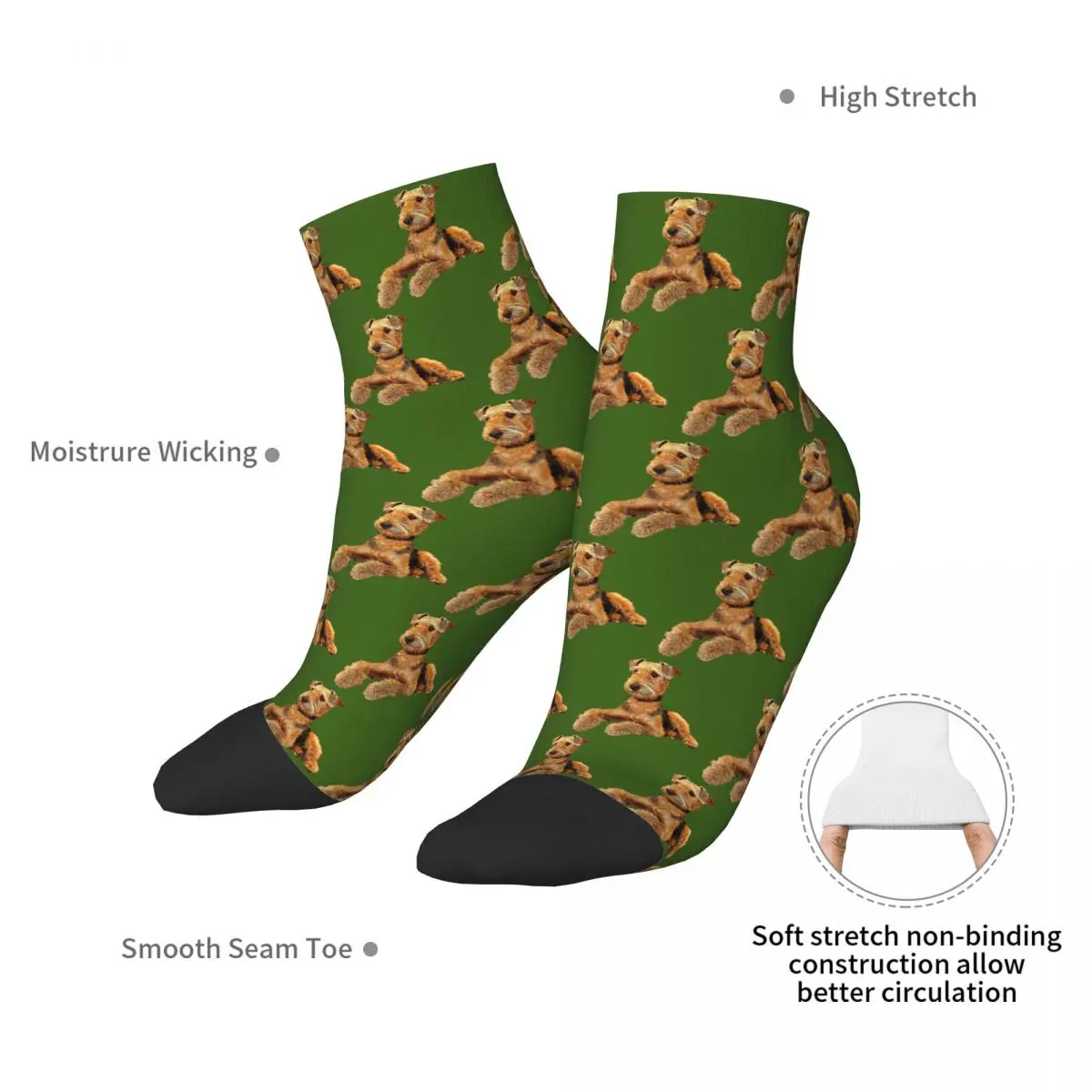 Airedale Terrier Hermosos calcetines para perros Harajuku Medias absorbentes del sudor Calcetines para todas las estaciones Accesorios para regalos de hombre y mujer