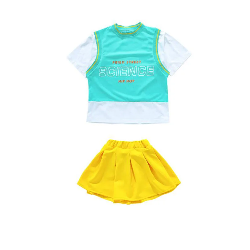 Falda corta para cantantes, Ropa de baile de Jazz para niños y niñas, trajes de concierto para niños, trajes de baile Hip Hop, camiseta, ropa de calle