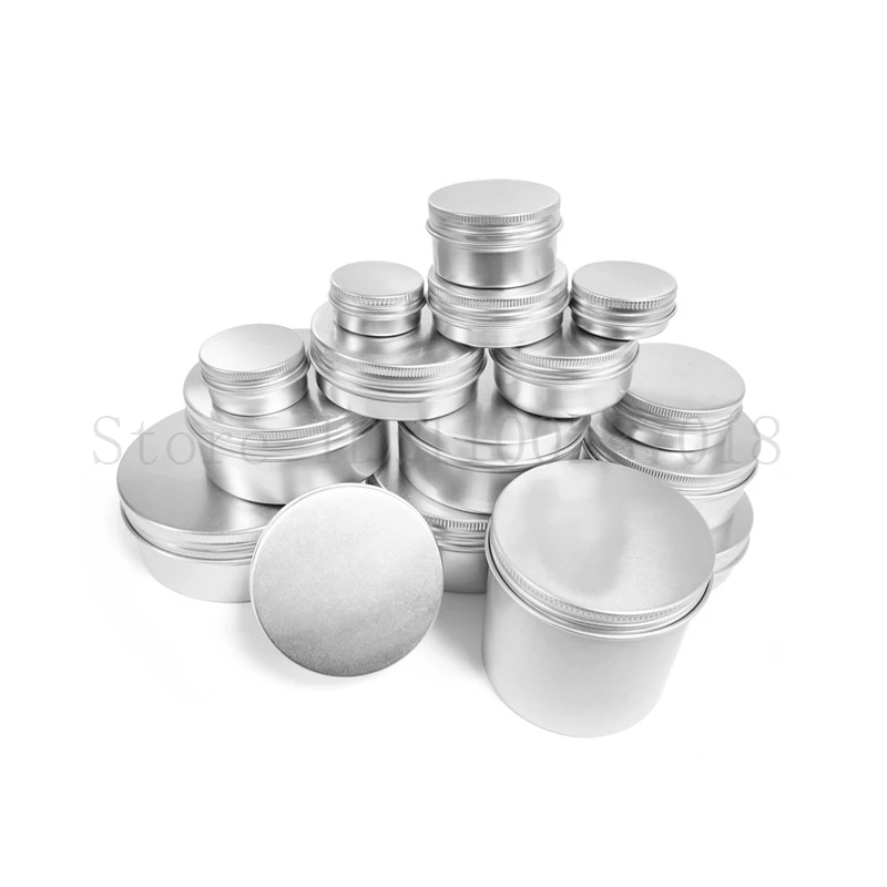 5-250ml Aluminum Tin Jars Lip Balm Container With Screw Thread Lid Candle Ceam Jar Cosmetic Tea Cans Box