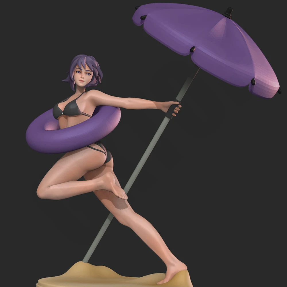 

1/24 Beach Sexy Umbrella Girl 3D Print Model Kit Unassembled Resin Model Figure Toy Miniature Reduction Statue Unpainted Effigy