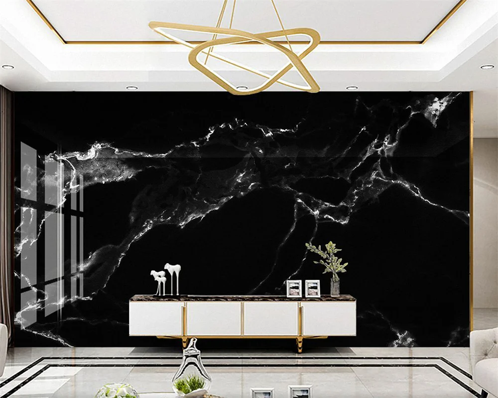 beibehang Custom modern new abstract dark black marble pattern hotel background moisture proof papel de parede wallpaper