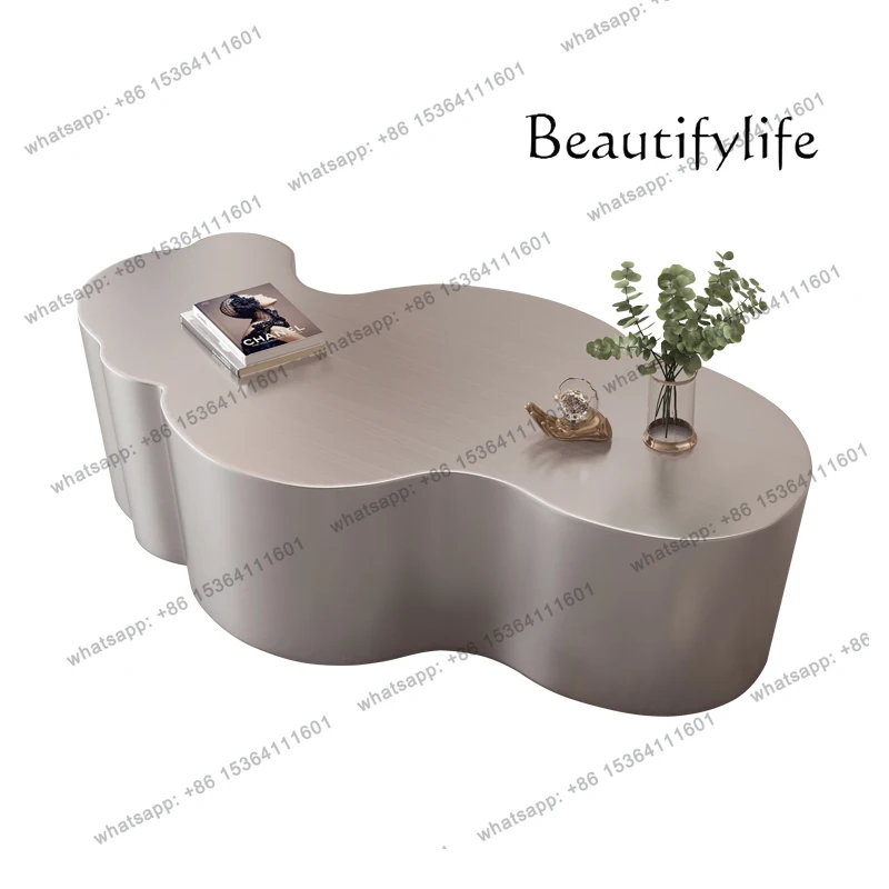 

Industrial wind stainless steel cloud coffee table special-shaped silver living room simple modern light luxury designer