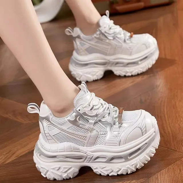 

Women's Sport Shoes Mesh Leather Thick Bottom Old Dad Shoes New Style Net Surface Fashion Casual Low Top Anti-slip Wear-resis...