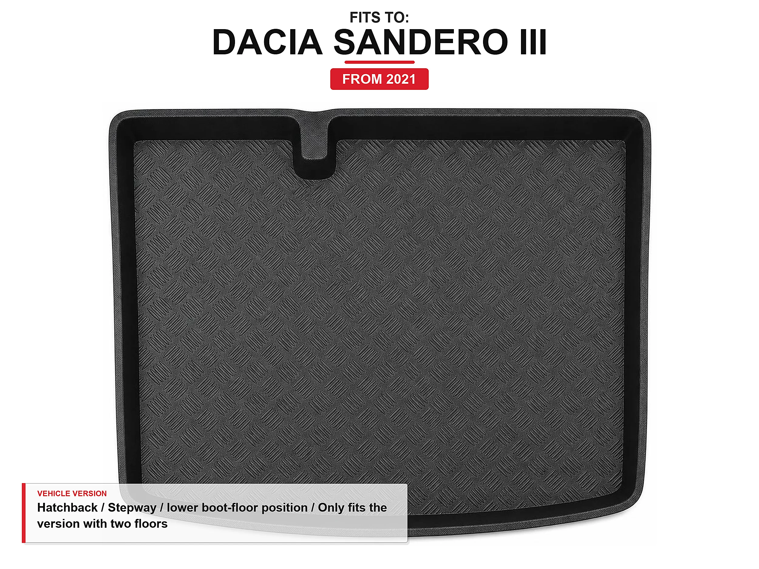 Kofferbakmat met rand voor: Dacia Sandero Iii 2021- Hatchback