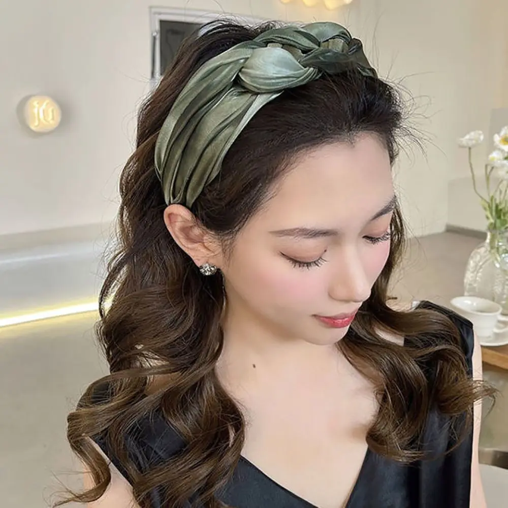 Diadema de malla de borde ancho para mujer, accesorios para el cabello, diadema de estilo coreano