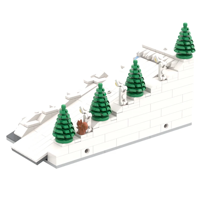 City Street View Model MOC Building Bricks Christmas Snow Sled Slide Modular Technology Children Assemble Toy Suit Holiday Gifts