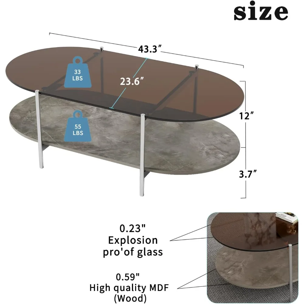 2-Tier Modern Side Table with Storage Space, Center Table for Home, Office, Living Room