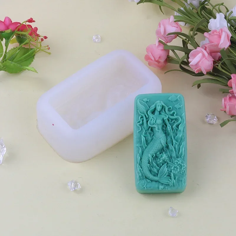 Multi-style Printed Soap Molds Flowers Peacock Butterfly Angel Mermaid Girl Silicone Mold DIY Aromatherapy Soap Handmade Gifts