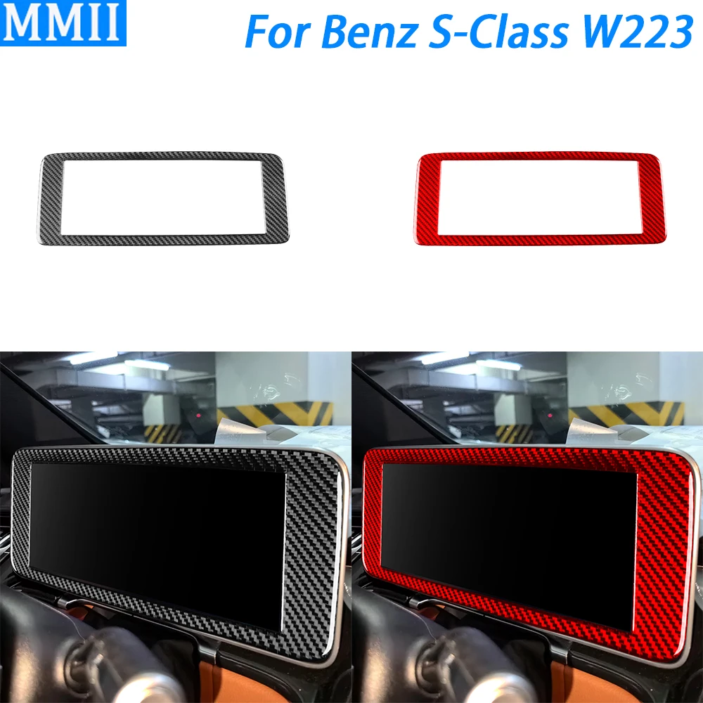 

For Benz S-Class W223 2021-2024 Carbon Fiber Center Console Navigation Screen Panel Cover Trim Car Interior Accessories Sticker