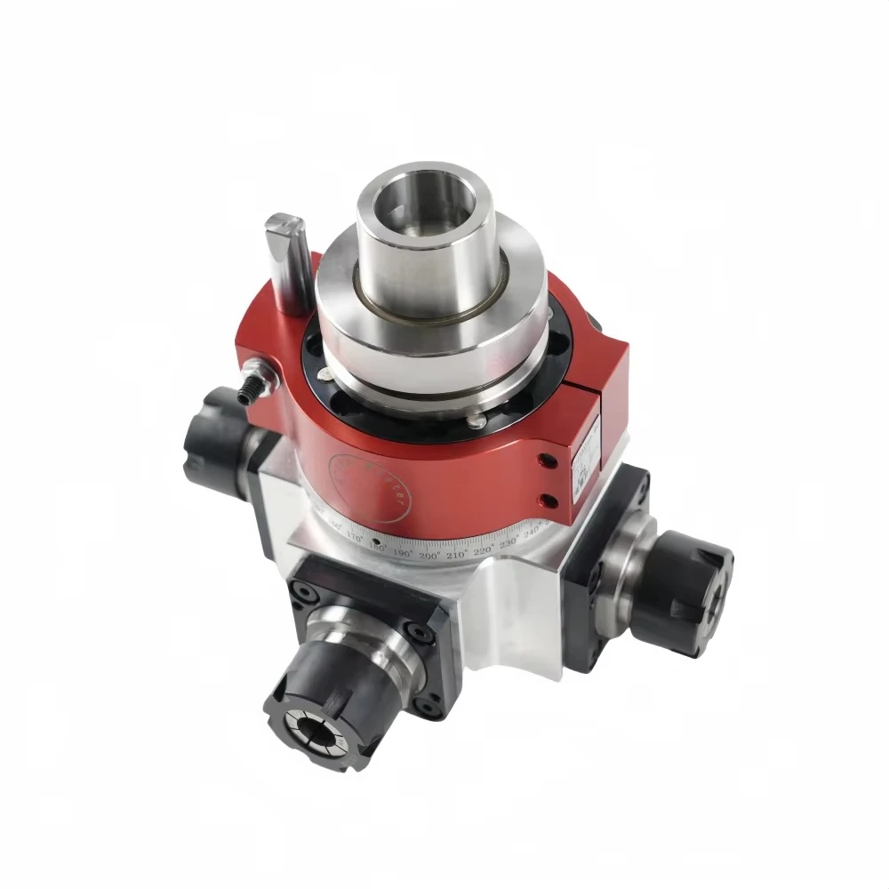 

High Speed Angle Heads Aggregates HSK63F Toolholder ER25 Four Sides for CNC ATC Spindle Motor 12000rpm 1:1.43 Reduction