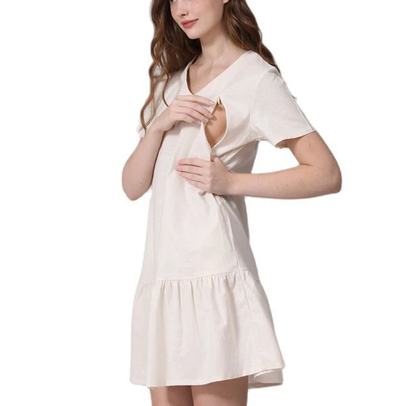 Summer Maternity Nursing Invisible Zipper Nursing Dress Pregnancy Maternity Top Lactation Clothing Breastfeeding For Pregnant