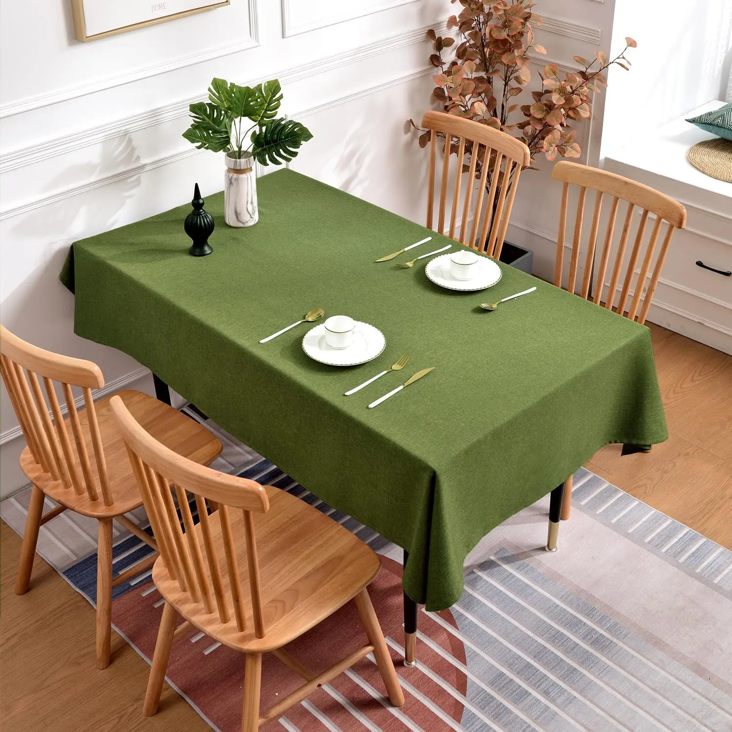 

Rectangle Tablecloth 57 x 118 Inch - Waterproof Faux Linen Table Cloth for Dining Table, Kitchen, Party, Wedding, Holida