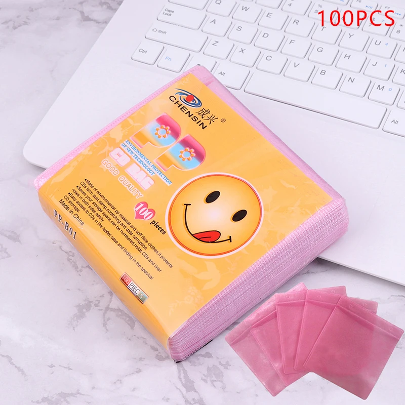 100Pcs Strong Pulling Force CD DVD Double Sided Cover Storage Case Plastic Bag Sleeve Envelope Provide Storage Protection