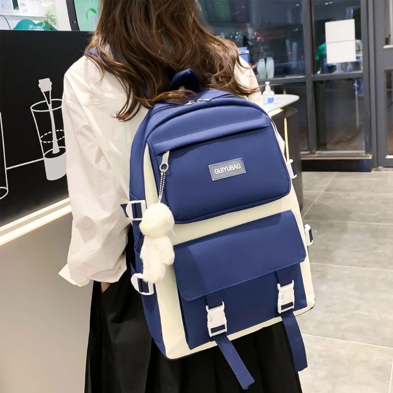 4 Stück süßer Schulrucksack mit Kordelzug, Bleistift für Etui, Büchertaschen für Studenten, Mädchen, lässiger Rucksack,