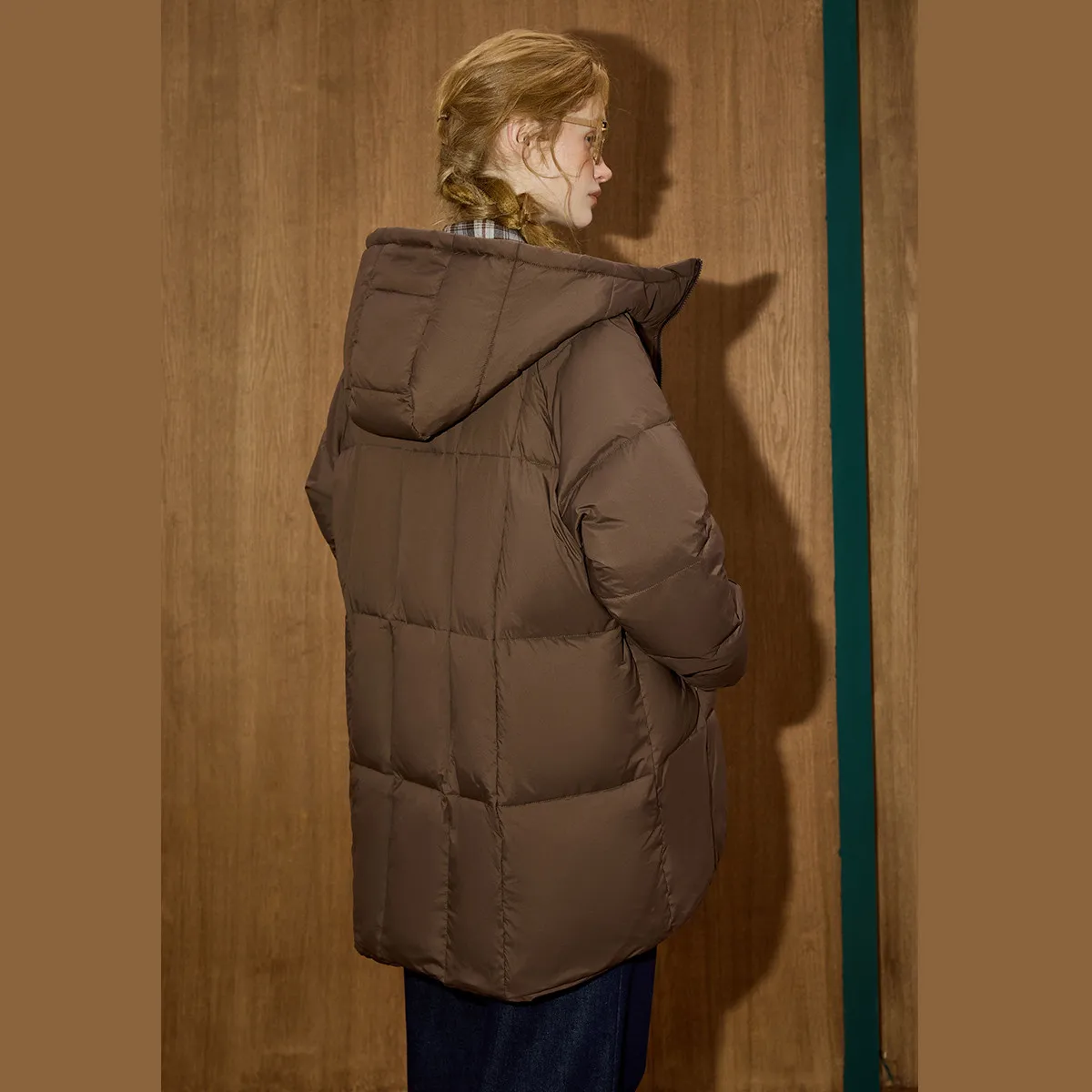 COOLHUT Parka acolchada térmica invierno 90% relleno de plumón acolchado con capucha Color sólido silueta de nube versátil abrigo capullo de longitud media