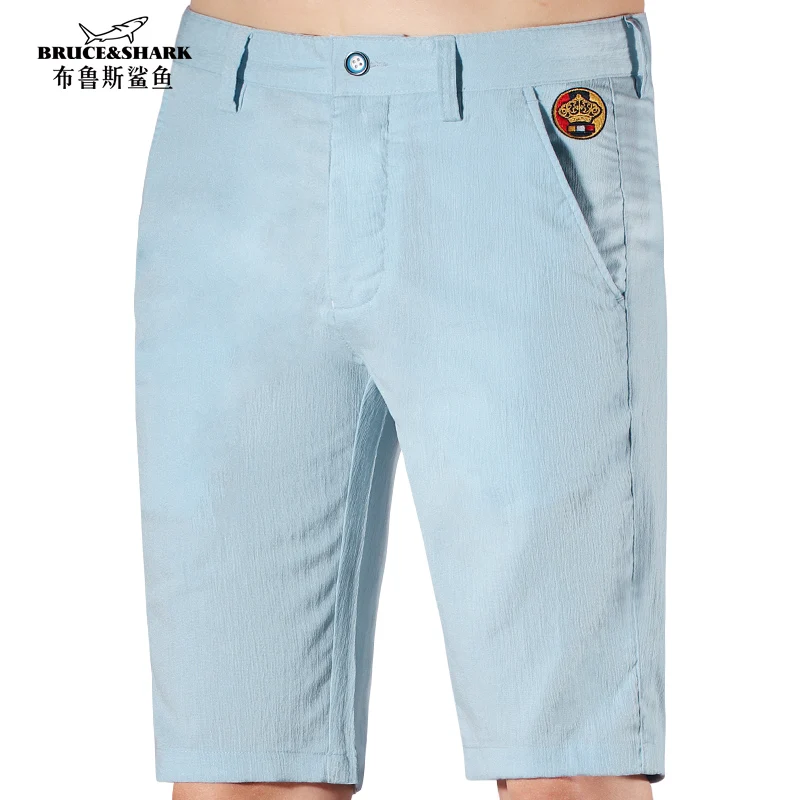 

Summer Straight Business Casual Men's Shorts Bruce&Shark Thin Loose Fashion Short Trousers for Men Pants Men Knee Length