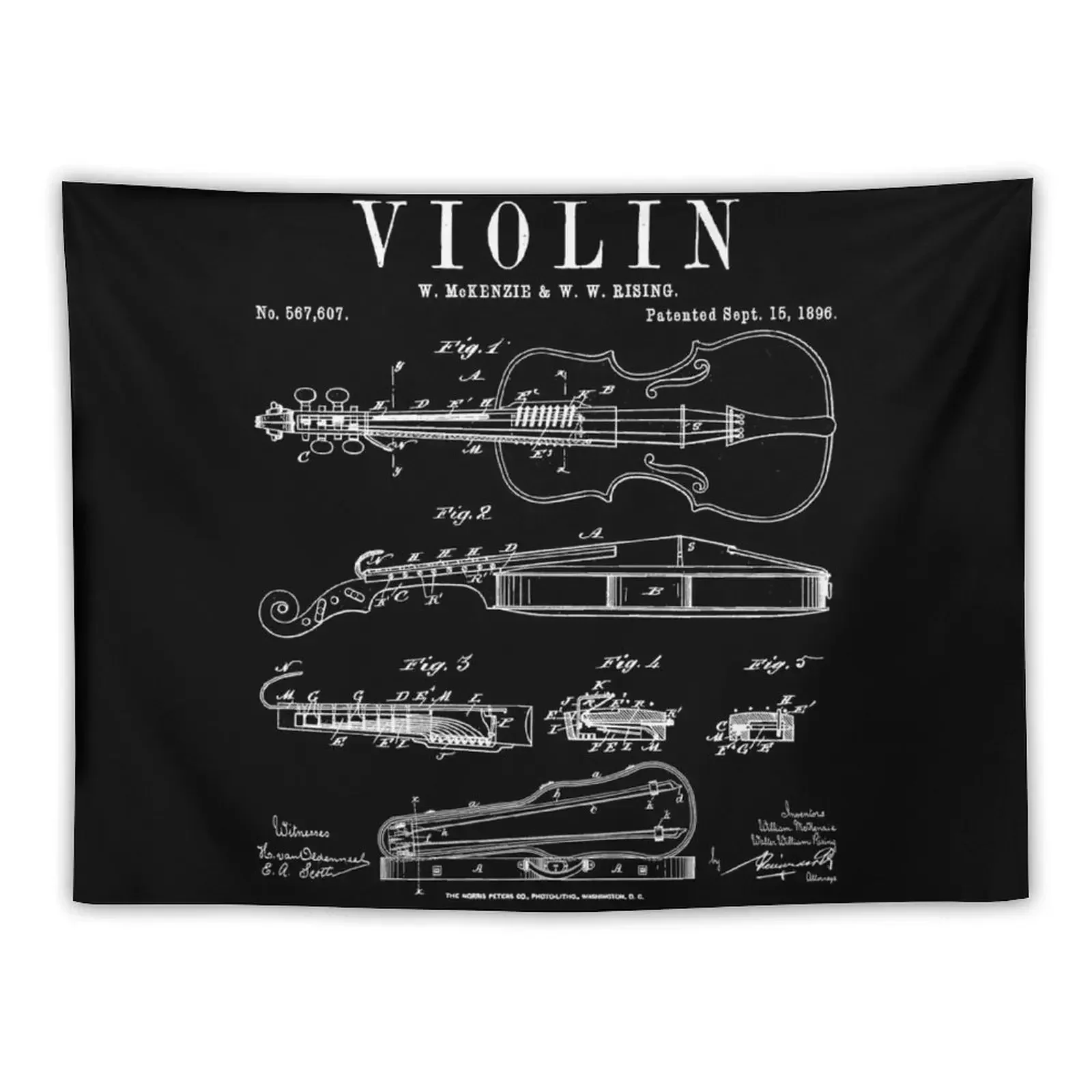 

Violin Old Vintage Patent Drawing Print Tapestry Room Decorating Aesthetic Home Decorating Tapestry