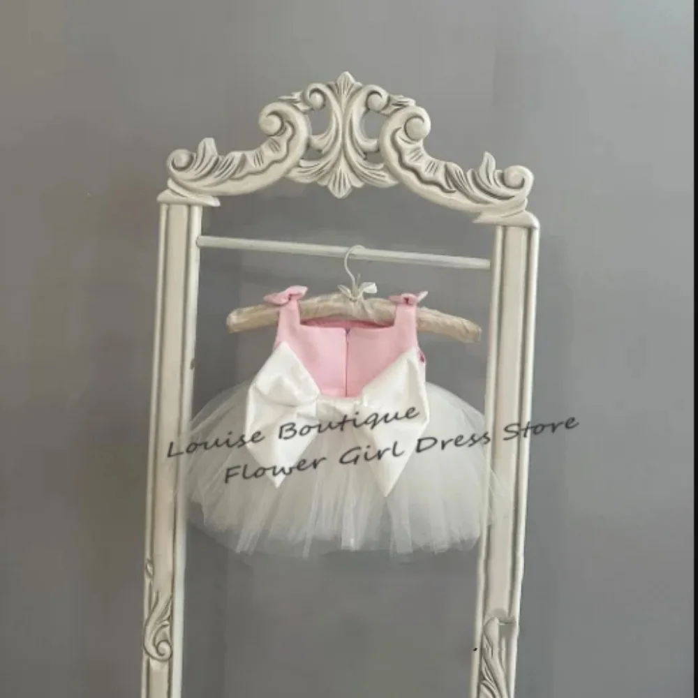 

Baby Pink Lovely Flower Girl Dress Spaghetti Straps A-Line Fairy Sleeveless Dresses For Kids First Communion Birthday Party Gown