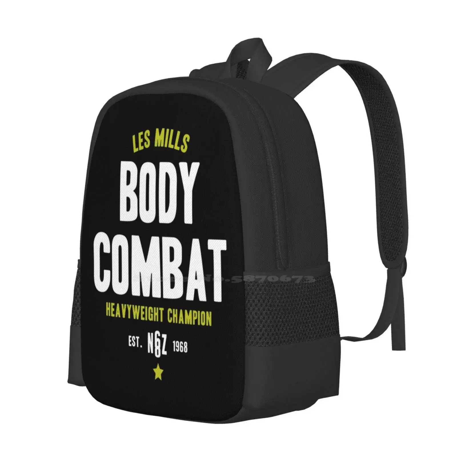 Heavyweight Champ Backpack For Student School Laptop Travel Bag Bar Raise Your Pumping Dont Stop Gym Heart Heath Mills Combat