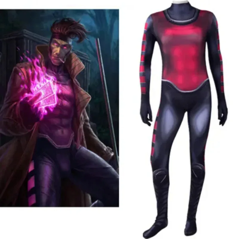 

Костюм для косплея Bear's Den X-Men Zentai Remy Lebeauty, комбинезоны на Хэллоуин, комбинезон для взрослых и детей, новинка 2025 г.