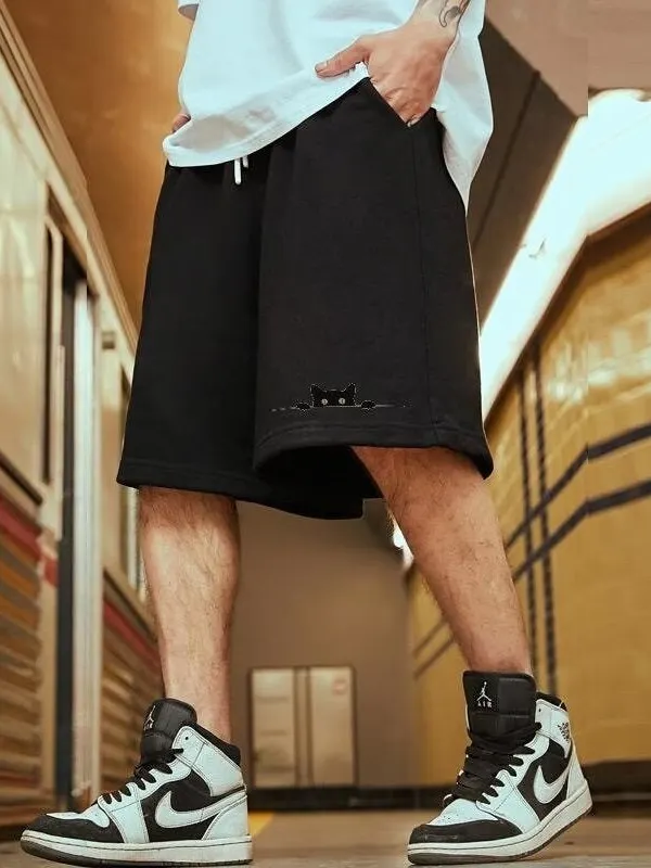 

Дышащие шорты из ледяного шелка для мужчин, летние модные повседневные брюки большого размера, спортивные джинсы-брюки средней длины прямого кроя для подростков