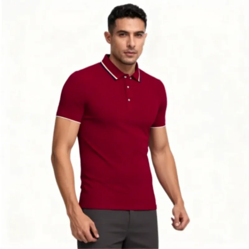 

Men's Summer Casual Breathable Comfortable Polo Shirt Men's Solid Color High Quality Short Sleeve T-Shirt ,Customizable