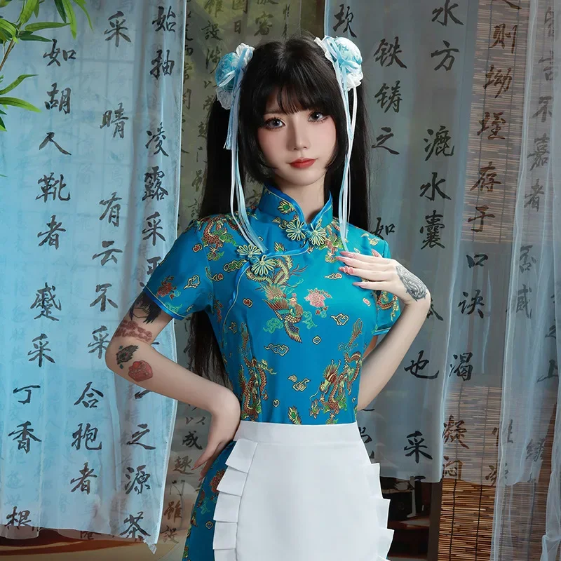 Chinese Lolita Cosplay Cheongsam Dress Sexy Qipao Chinese Clothing Sweet Girl Halloween Costumes For Women Party Performance