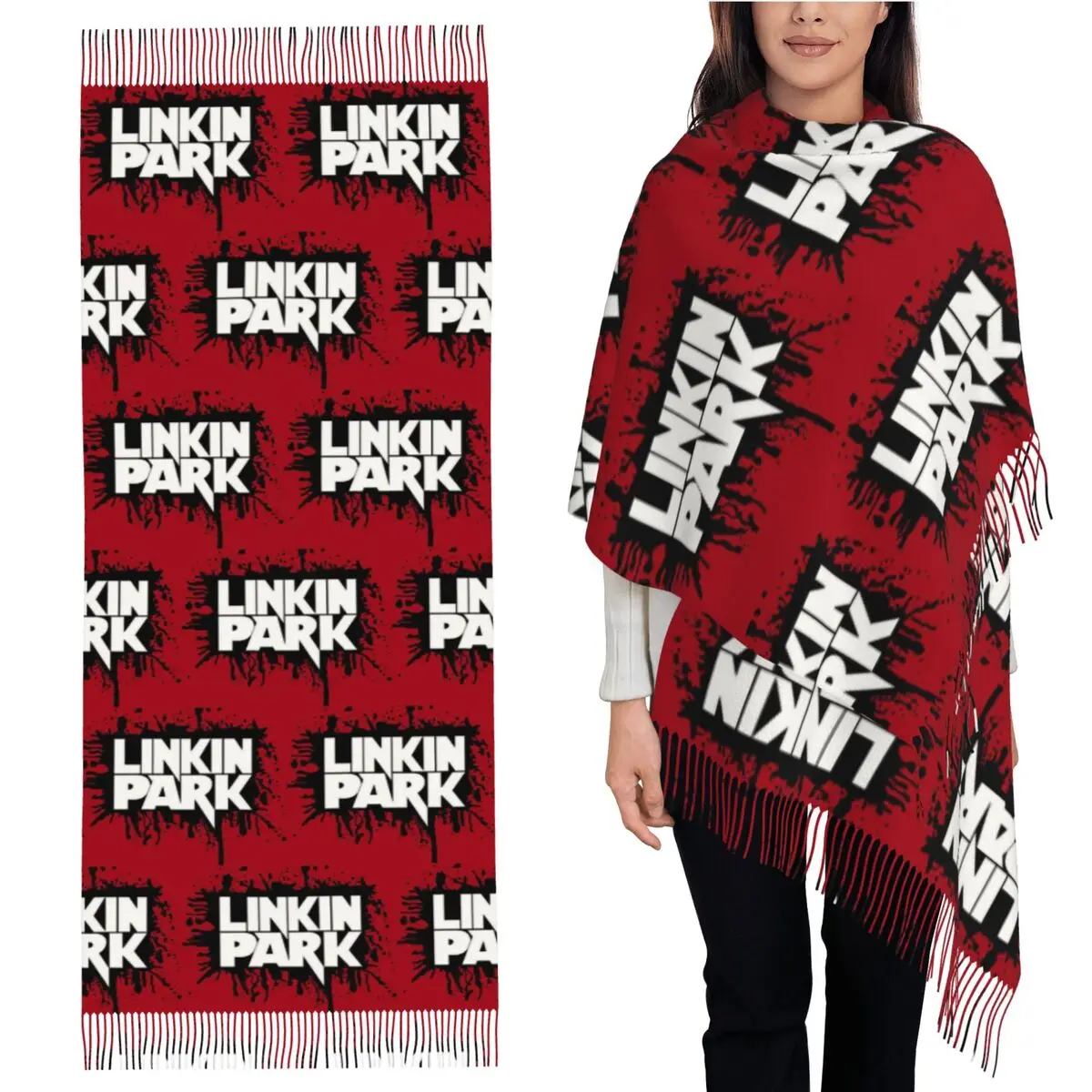 

Linkin Park Band шарф с кисточками, женские мягкие теплые шали и накидки, большая осенне-зимняя шаль