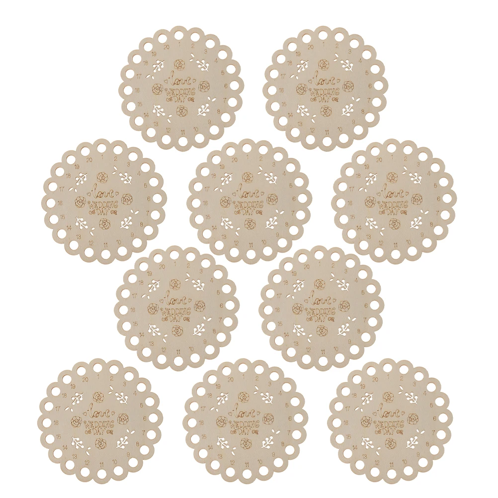 

10Pcs Portable Cross Stitch Thread Organizer Round 10cm Wooden Embroidery Yarn Storage Plate 20-Holes Sewing Thread Holder