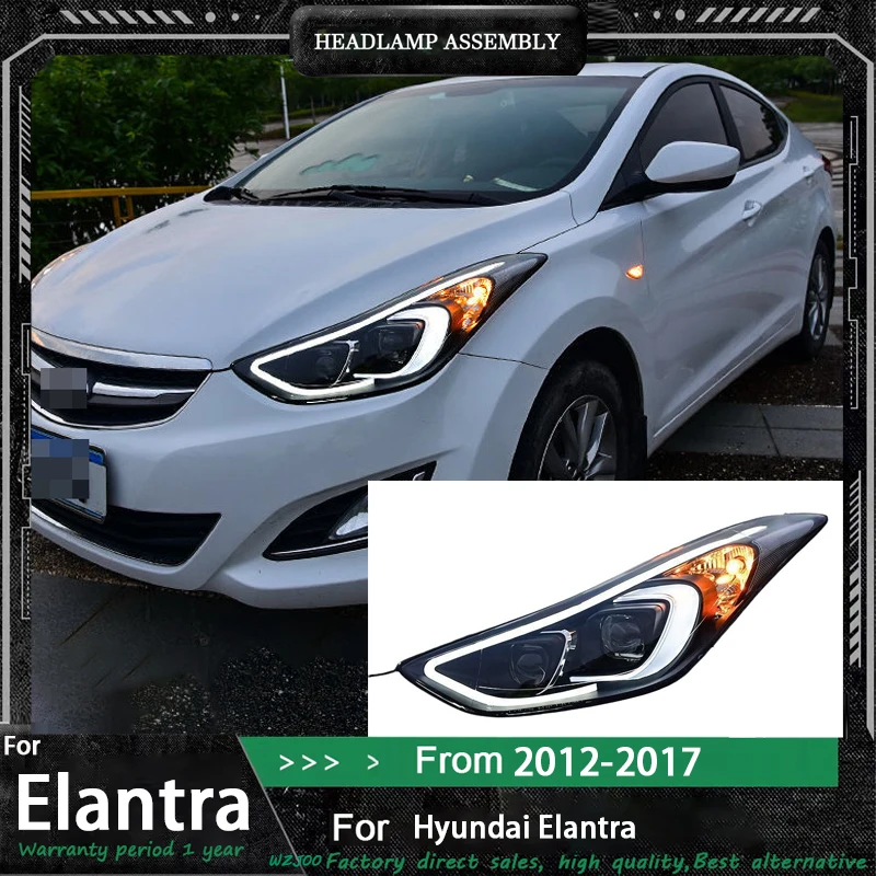 Car Head Lights For Hyundai Elantra 2012-2017 New Upgrade Devil Eyes LED Front Headlight DRL Turn Signal Lamp Tool Accessories