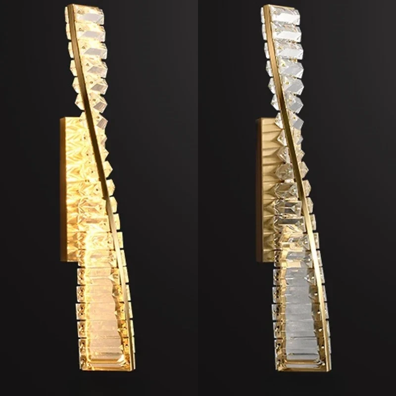 

Gold LED Crystal Wall Lamp For Bedroom Bedside Living Room Indoor Lighting Background Aisle Corridor Staircase Decorative