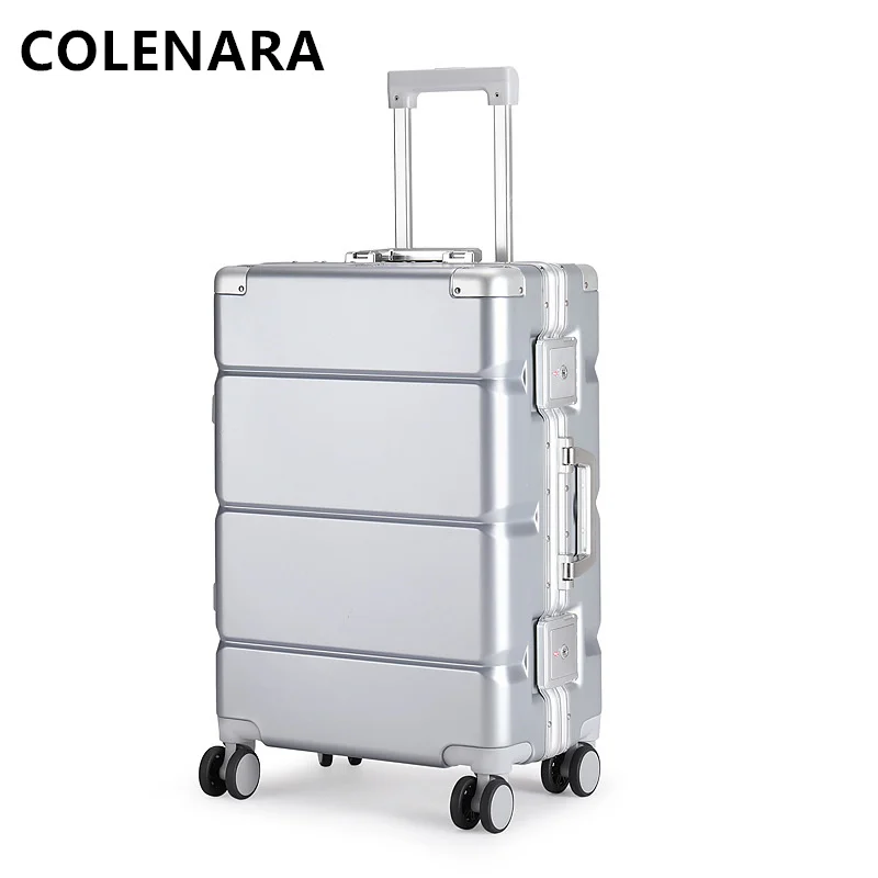 COLENARA-Valise à Roulettes avec Cadre en Aluminium, Valise à Roulettes de Grande Capacité, Boîte d'Embarquement à Roues Universelle, Bagages de 20, 22, 24, 26, 28 Pouces