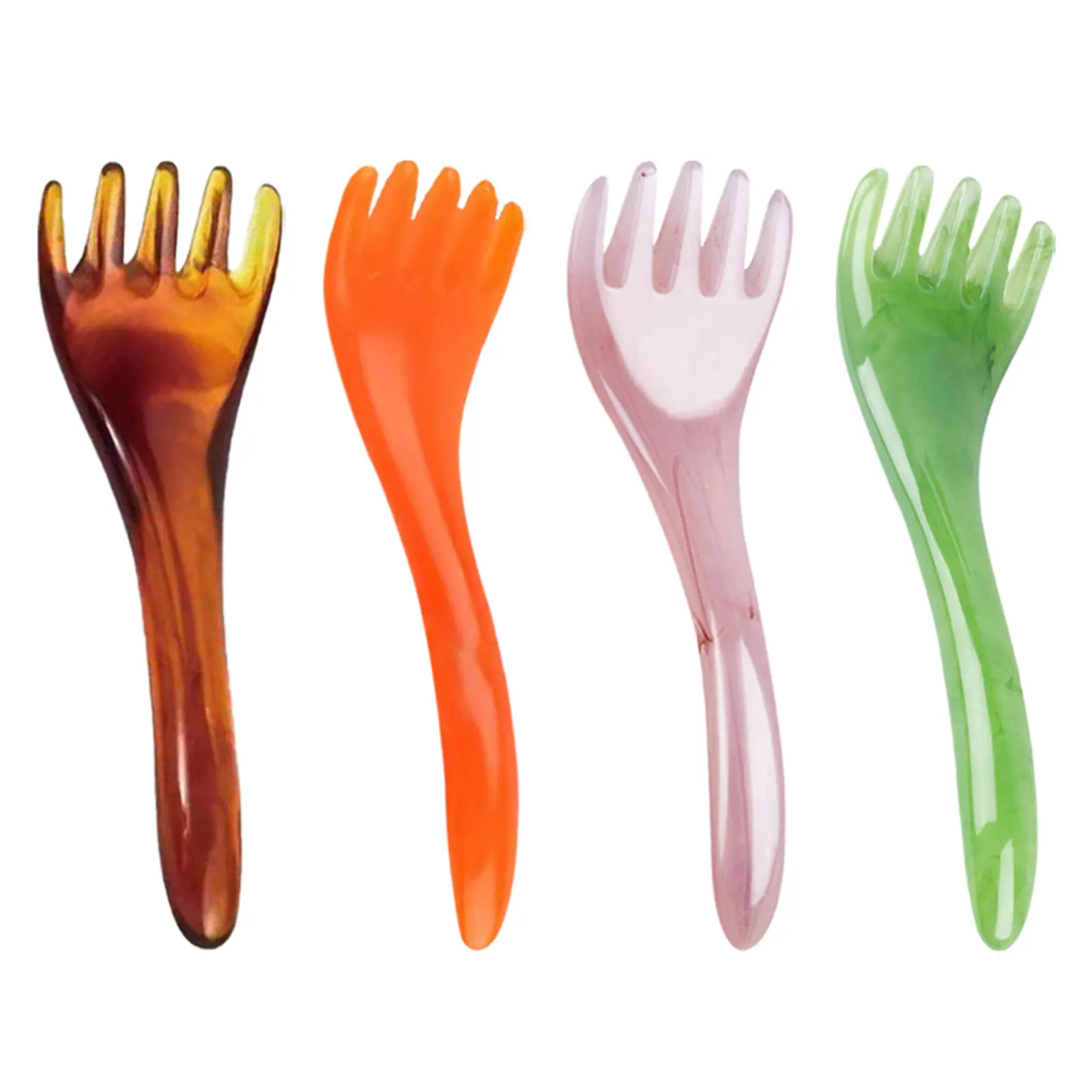 

Набор из 4 массажных расчесок для головы из смолы: массажер для кожи головы для улучшения кровообращения, роста волос и расслабления мышц