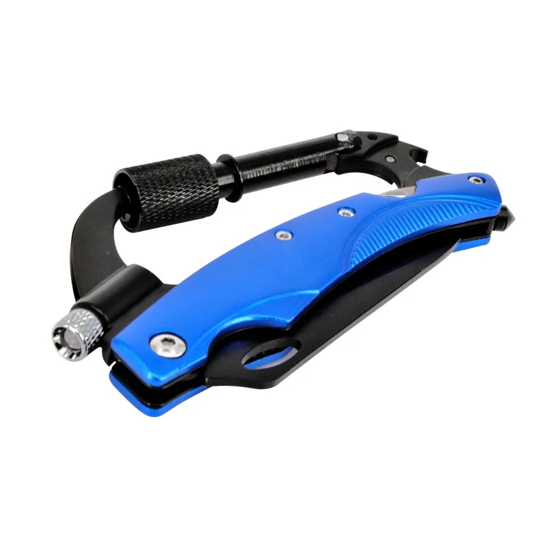 D-type stainless steel mountain buckle multifunctional folding knif e mini LED light outdoor EDC camping tool
