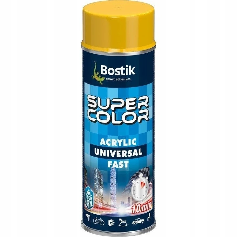Bostik Super Color Acryl Snel Spuitbare Acrylverf Geel 400 ml