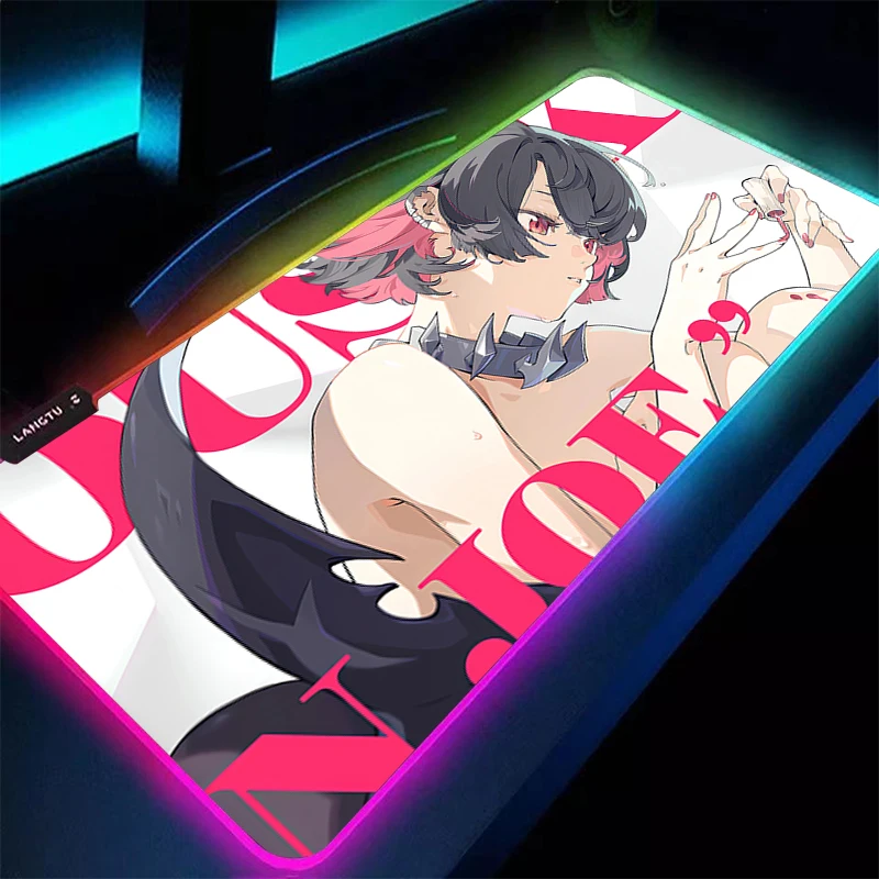

LED Mouse Pad Anime Gamer ZZZ Tablet Varmilo Zenless Zone Zero Ellen Joe Keyboard Pad RGB Kawaii Gaming Accessories HD Mousepad