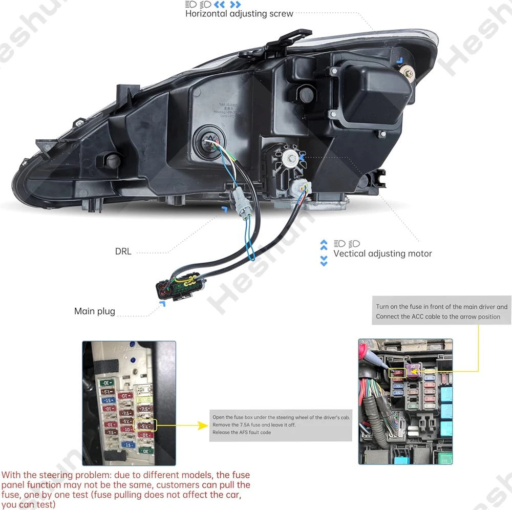 Pair Led Headlights For Lexus IS250 IS250C IS350 IS350C IS220d 2006-2013 Front lamp Head Light W/Dynamic Animation W/Amber Lamps