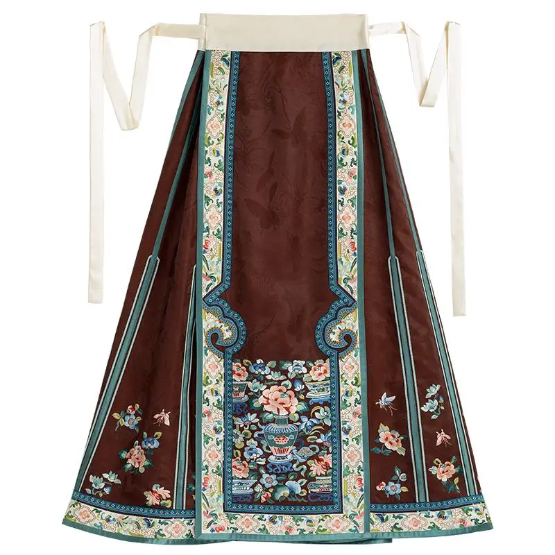 

Silk red cloud yarn national style embroidered horse dress Qing Han woman