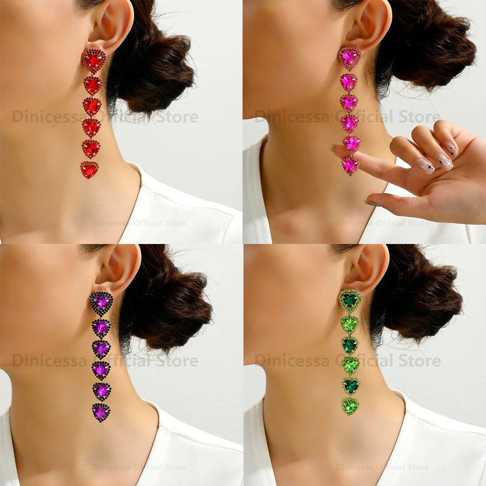2023 New Fashion Heart Tassel Long Dangle Earrings For Women Girl Charm Luxury Elegant Cute Fairy Holiday Pendant Party Jewelry