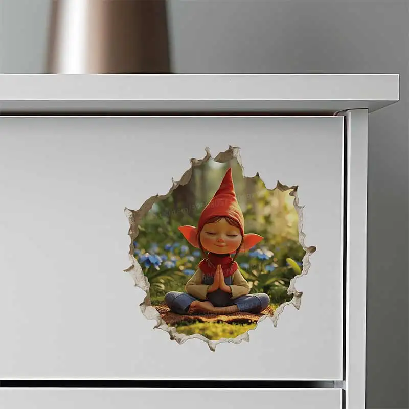 5 Pieces/Pack Cozy Gnomes Decal Wall Sticker Kids Room Decor Living Room Decor Cabinet Refrigerator Home Decor Decals S927