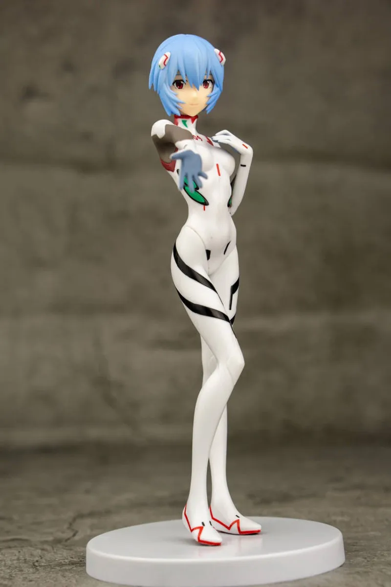 Anime Terno De Batalha Branco Action Figure Toy Modelo, NEON GENESIS EVANGELION Ayanami Versão Teatral, Cabelo Curto Alcançando, Modelo de Brinquedo