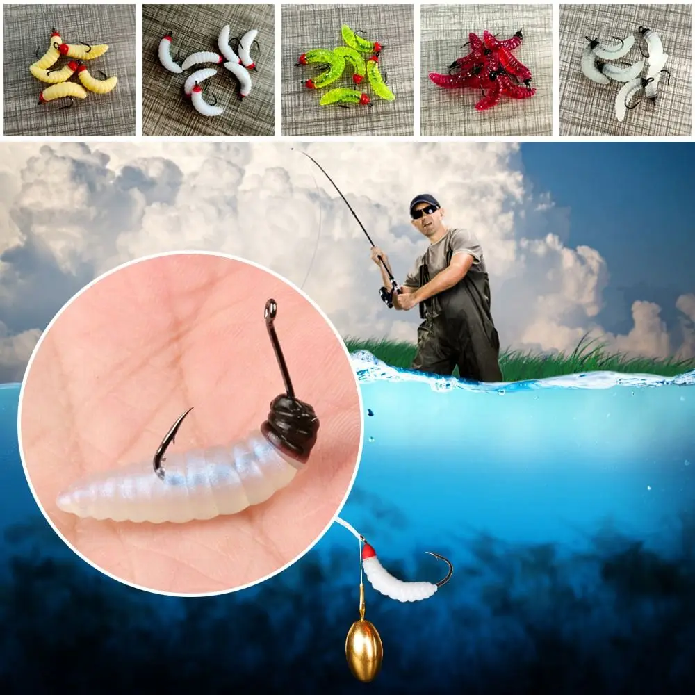 10 Pcs Hot Practical 4cm Excellent Toughness Road Asia Bait Maggots Shape Tackle Bionics Soft Lures EarthWorm Bait