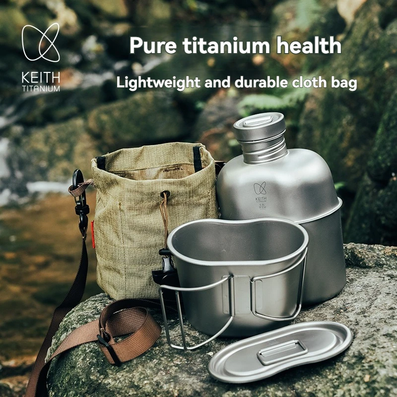 يمكن غلاية KEITH المصنوعة من التيتانيوم أن تغليف الماء بسعة كبيرة وخفيفة الوزن ومحمولة مناسبة لطهي الأكواب الخارجية وصندوق الغداء